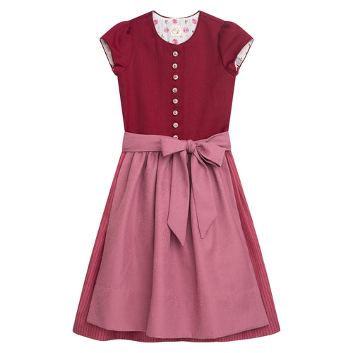 Dirndlkleid Hannah weinrot inkl. Schürze & Gürtel