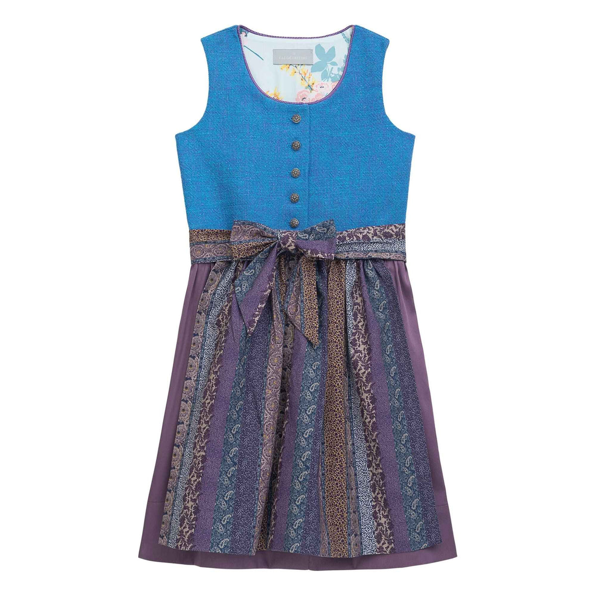 Kinderdirndl mit Strickjacke Türkis/Lila