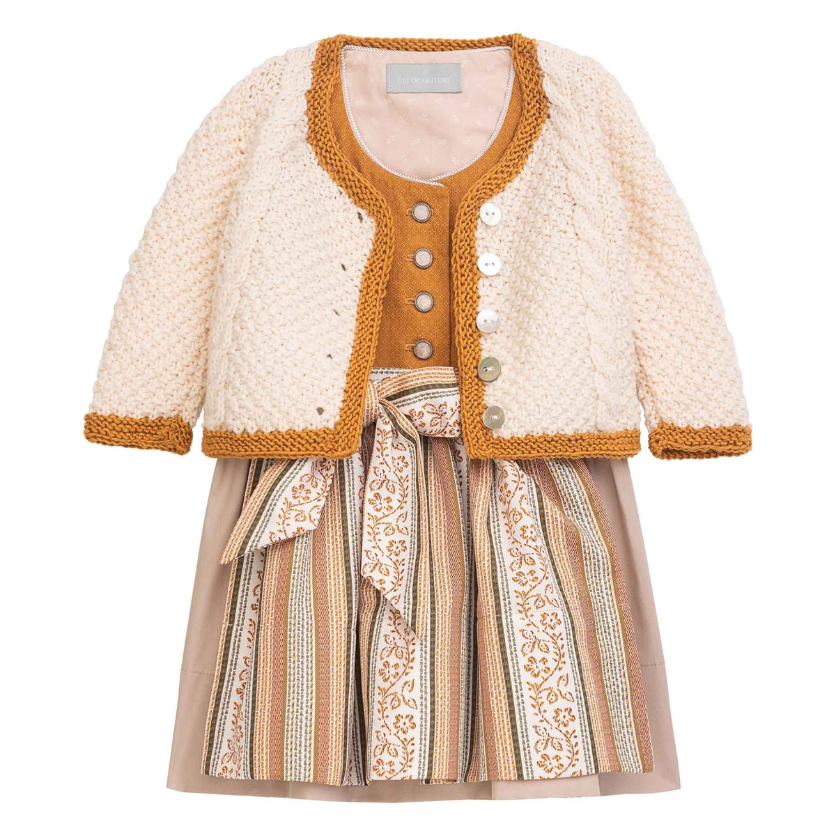 Kinderdirndl mit Strickjacke Ocker/Beige