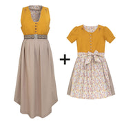 Umstandsdirndl & Kinderdirndl senfgelb