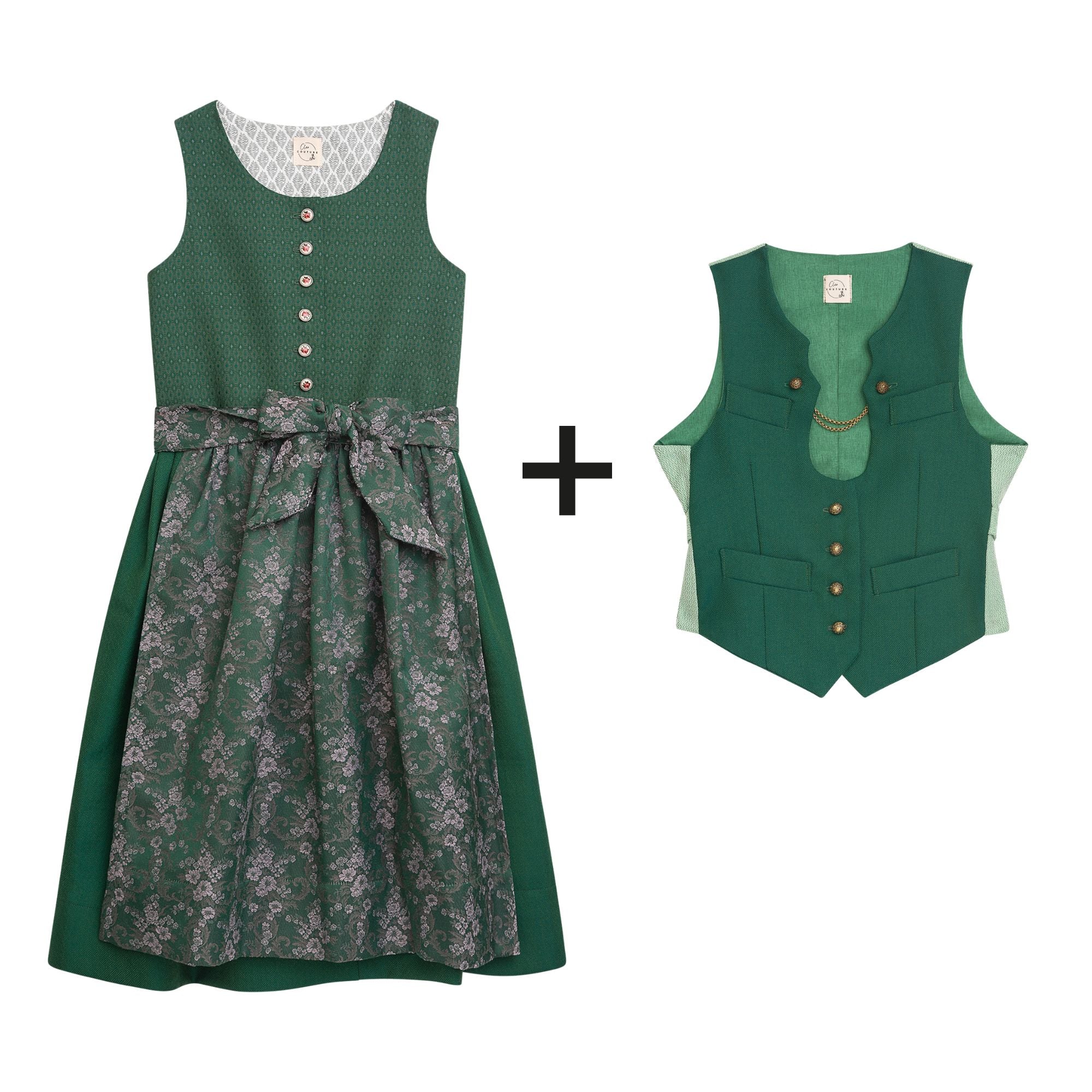 Dirndl & Weste grün