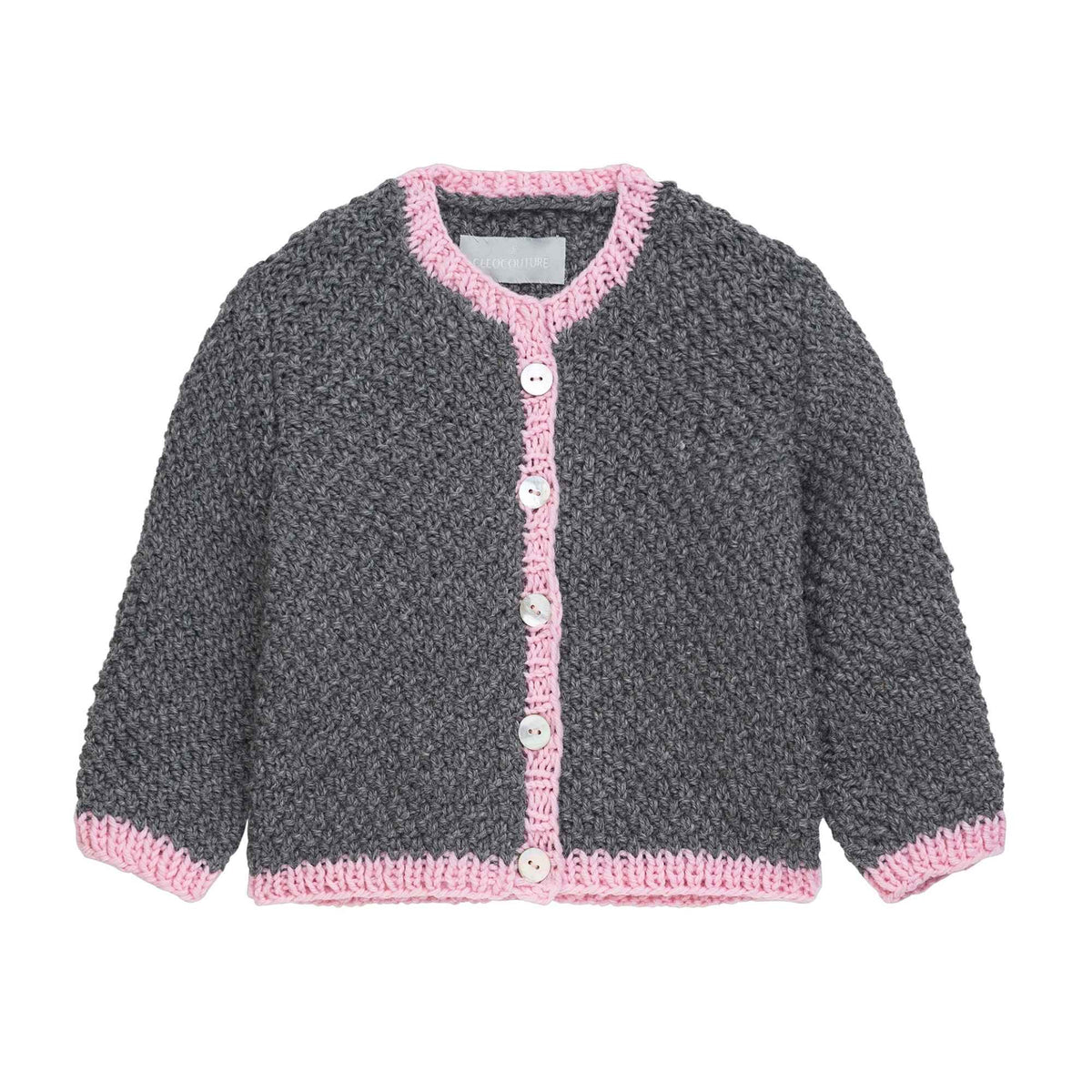 Trachten-Strickjacke Ida - Grau/Rosa