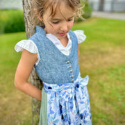 Dirndl Jeansblau-grün (PreLoved-98/104)